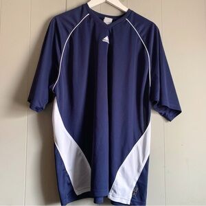 ADIDAS Mens Y2K Vintage 1/2 Sleeve Training Top Blue & White XL